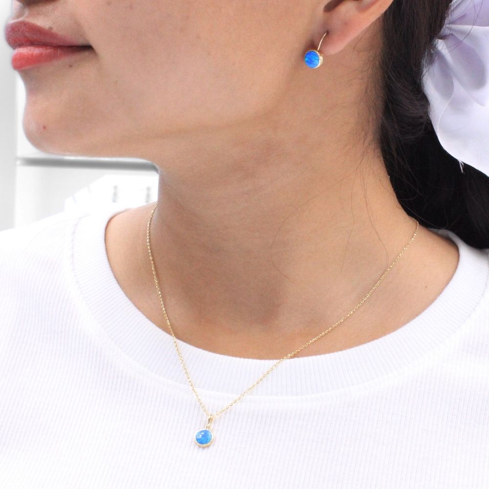 Coordinado de Oro 14k Opalo Azul mod. 8984