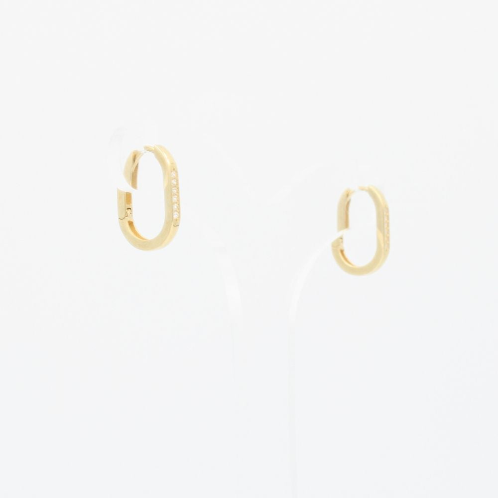 Grapa de Oro 14k Hueca de Diseño Oval con una Línea de Zirconias mod. 9265