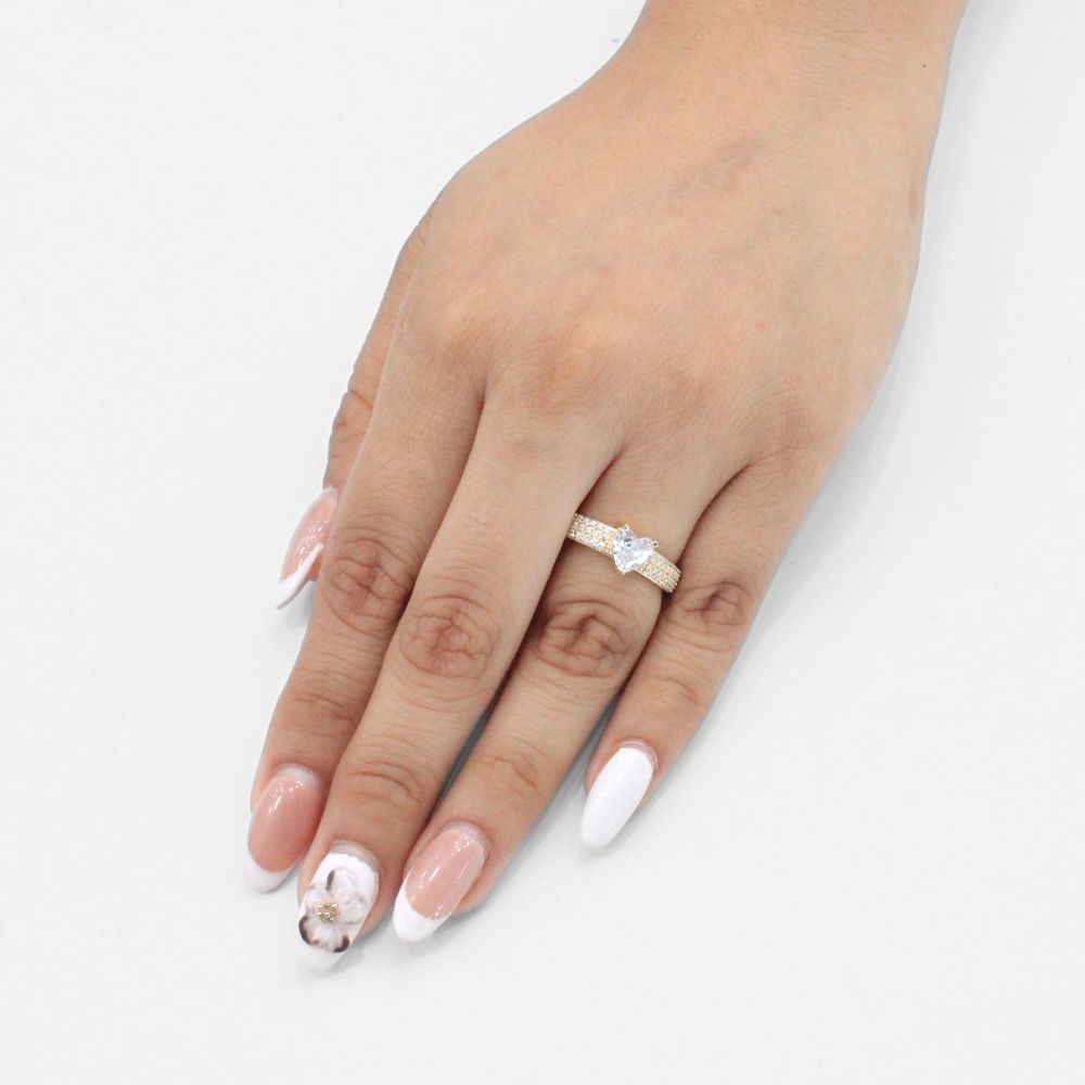 Anillo de Compromiso en Oro 14k Modelo con Zirconia de Corazón mod. 9727