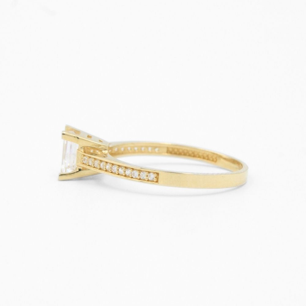 Anillo de Compromiso Oro 14k Diseño Elegante con Zirconias Brillantes mod. 8645