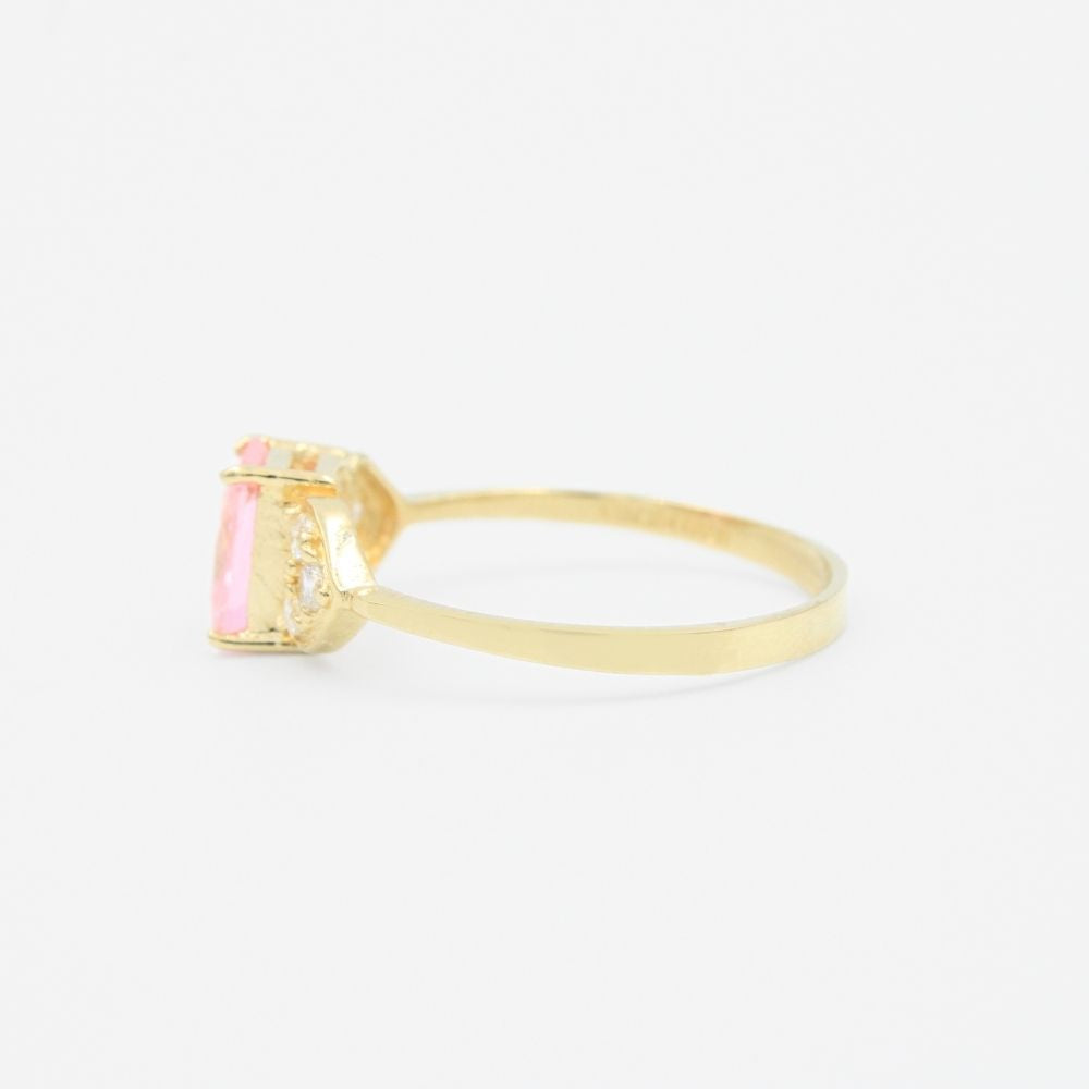 Anillo de Oro 14k con Incrustaciones de Zirconia Cuadrada en Color Rosa mod. 9210