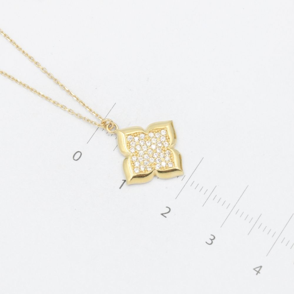 Gargantilla de Oro 14k Flor Especial con Incrustación de Zirconias mod. 8590