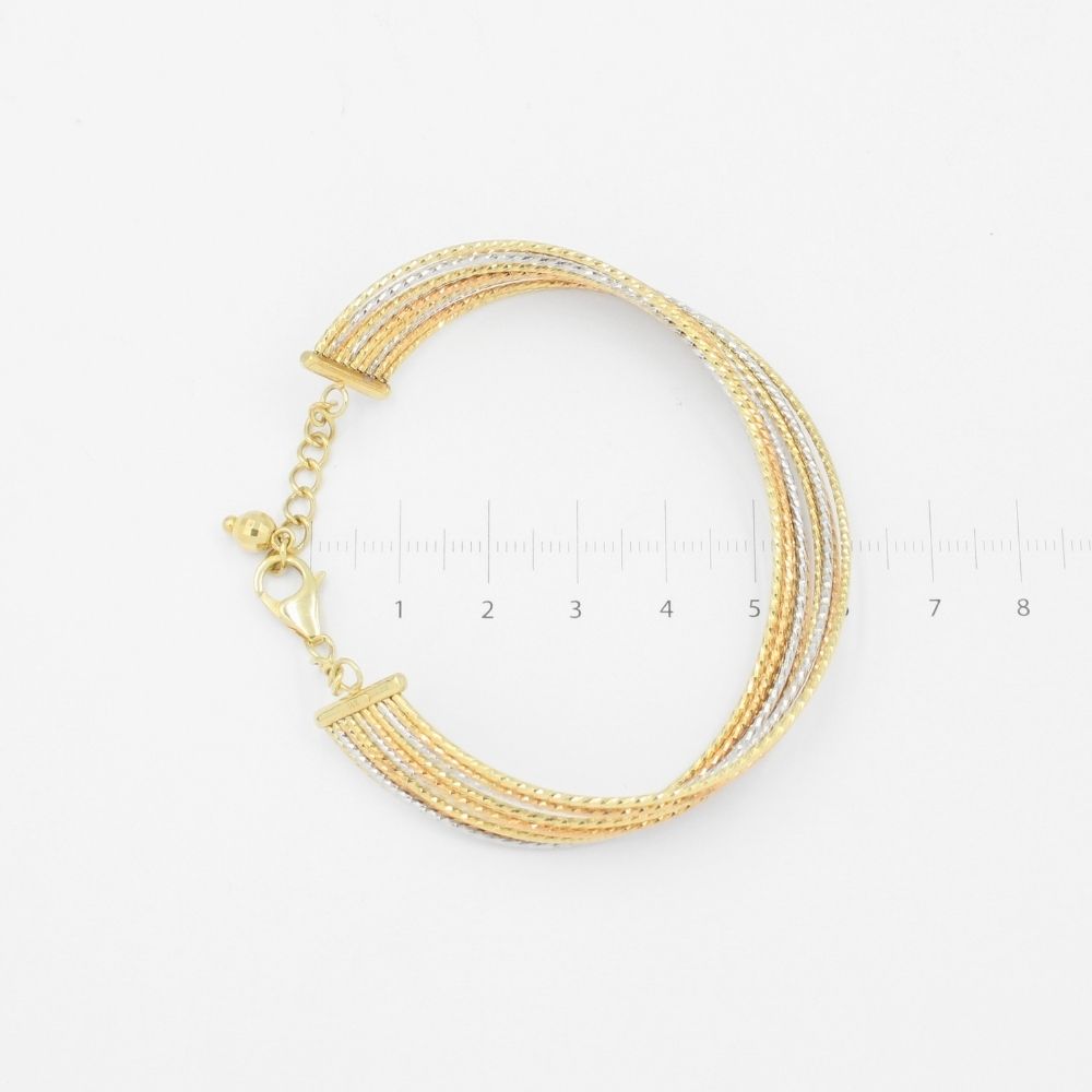 Semanario de Oro 14k de Diseño Tubular Hueco con Diamantado y Broche Ajustable mod. 8998