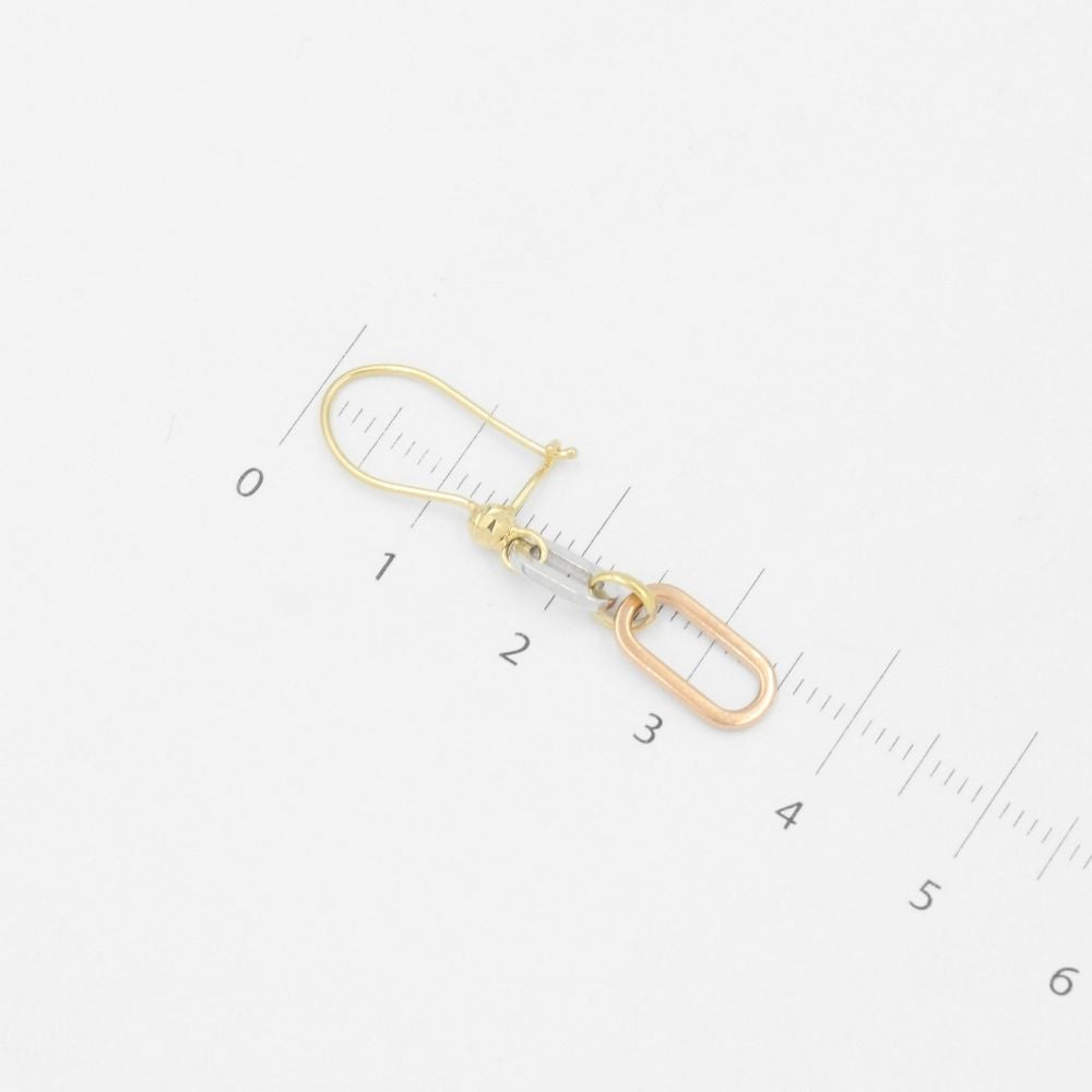 Arete Largo de Oro 14k Hueco con Diseño de Eslabones Elegantes mod. 9100