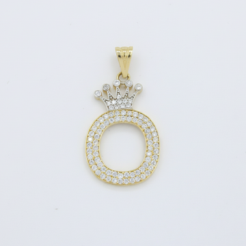 Dije de Oro 14k con Diseño de Inicial O Incrustada con Zirconias mod. 10102