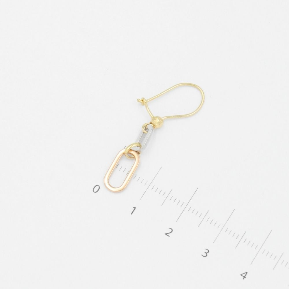 Arete Largo de Oro 14k Hueco con Diseño de Eslabones Elegantes mod. 9100