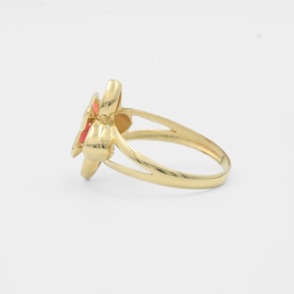 Anillo de Oro 14k Flor Rosa Especial Incrustada con Zirconias mod. 7943