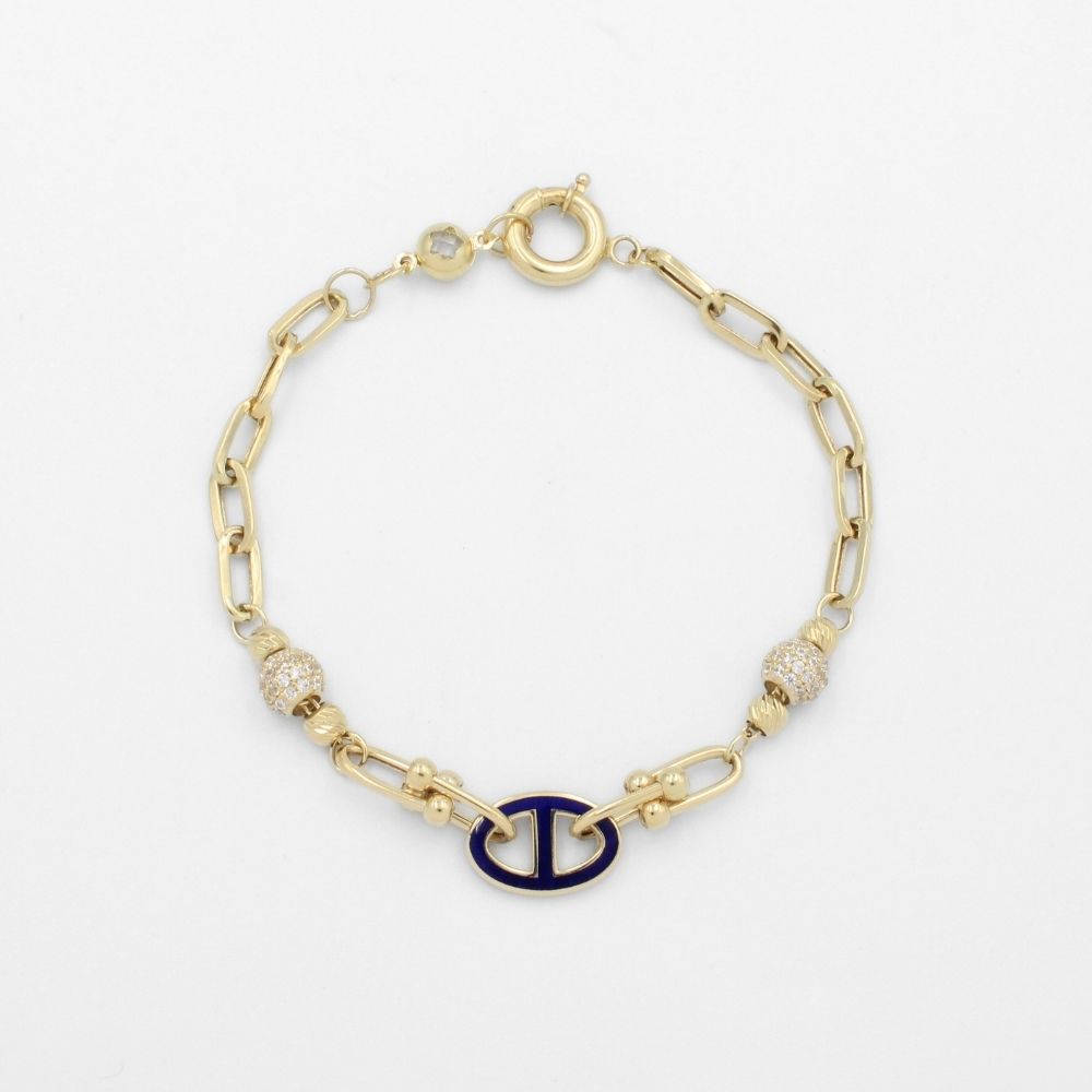 Pulsera de Oro 14k Diseño Especial con Centro de Azul mod. 9706