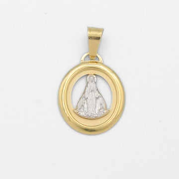 Medalla de Oro 14k Virgen Milagrosa con Diseño Brillante Bicolor mod. 9860