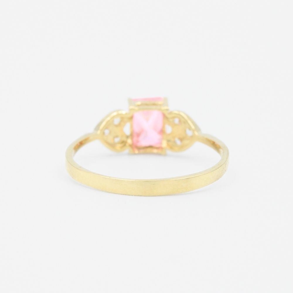 Anillo de Oro 14k con Incrustaciones de Zirconia Cuadrada en Color Rosa mod. 9210