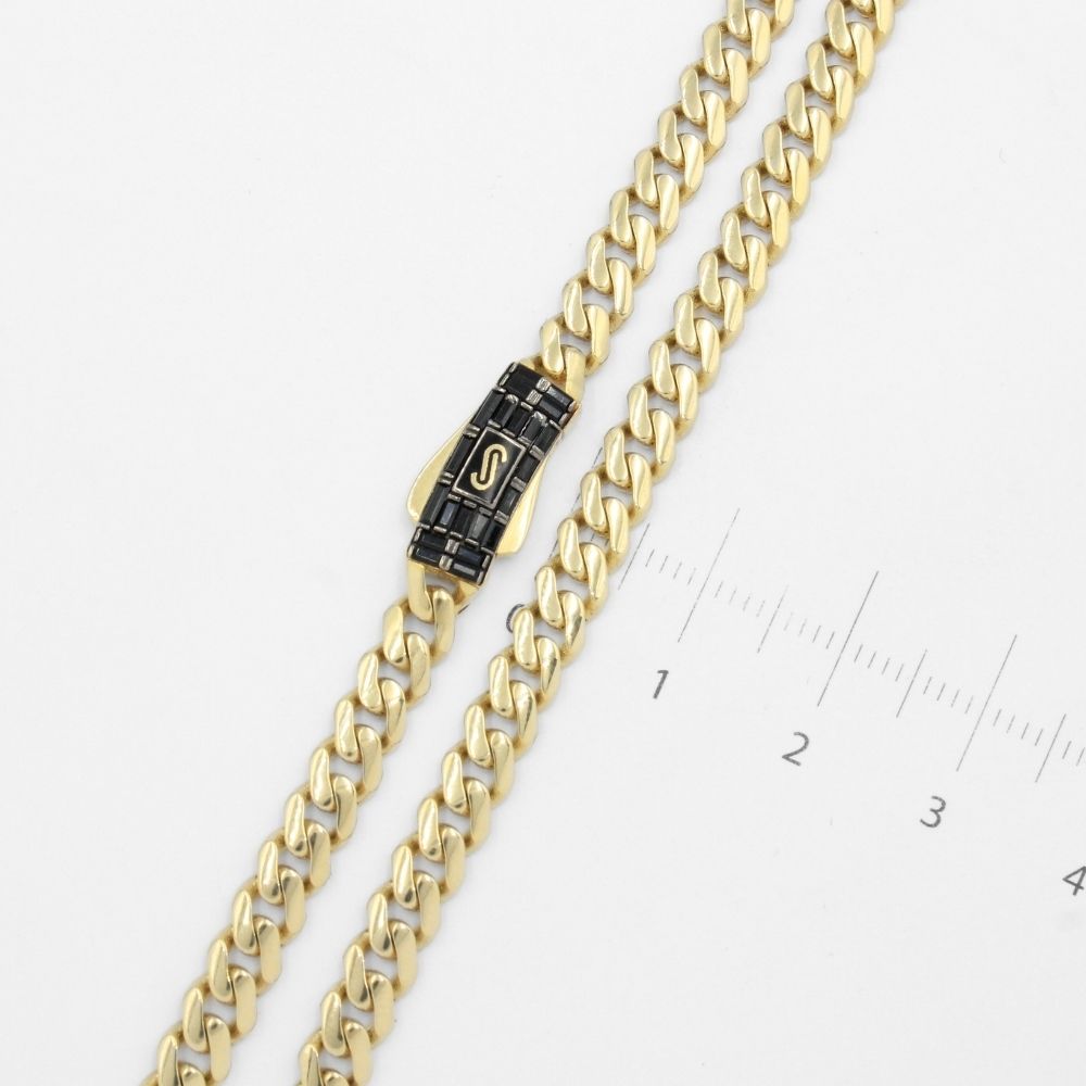 Cadena Monaco Chain 14k Modelo Classic Hueco Plain Baguette Oscuro mod. 9673