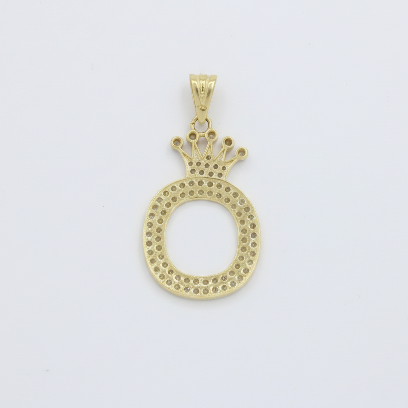 Dije de Oro 14k con Diseño de Inicial O Incrustada con Zirconias mod. 10102