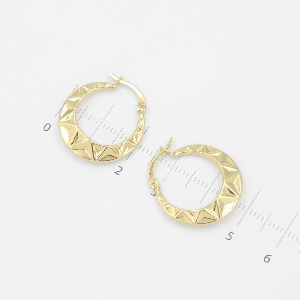 Arracada de Oro 14k Circular Hueca con Diseño de Sol mod. 8763