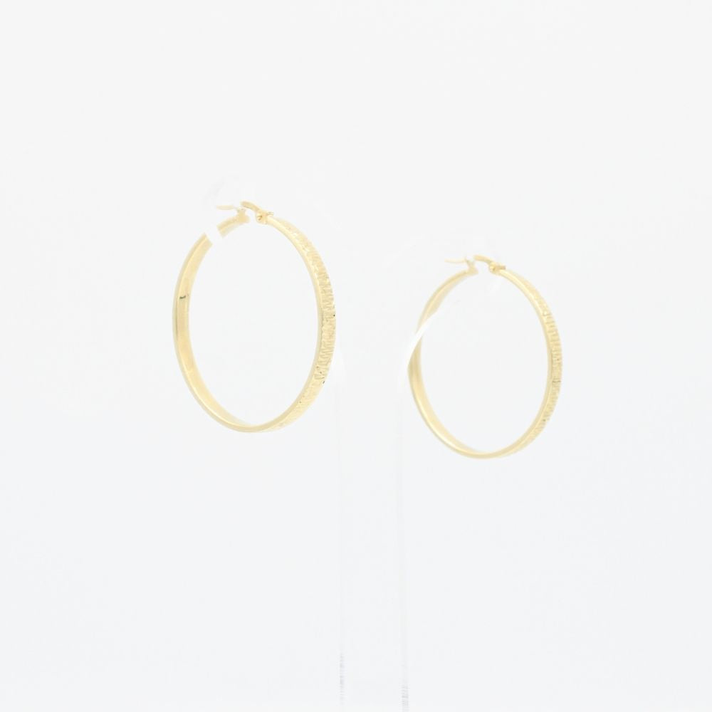 Arracada de Oro 14k Hueco con Diseño Plano Diamantado mod. 9264