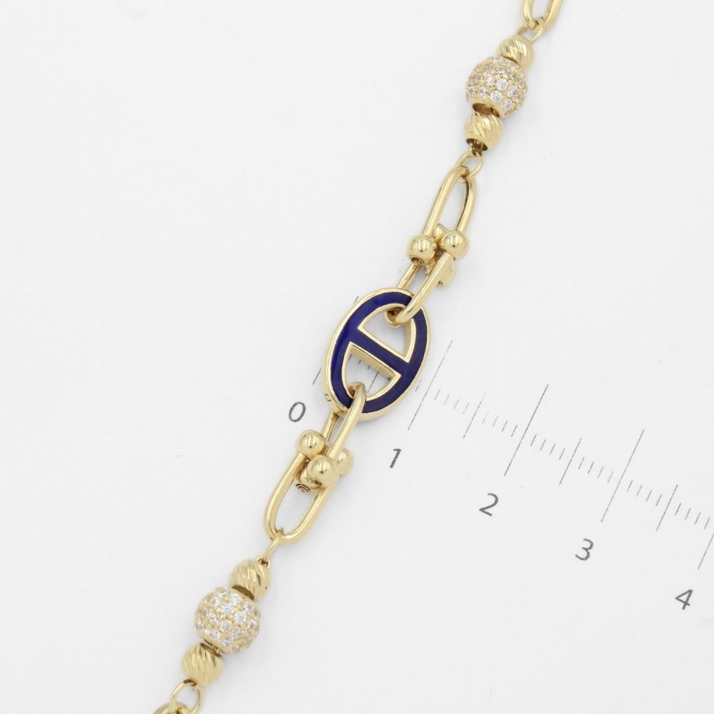 Pulsera de Oro 14k Diseño Especial con Centro de Azul mod. 9706