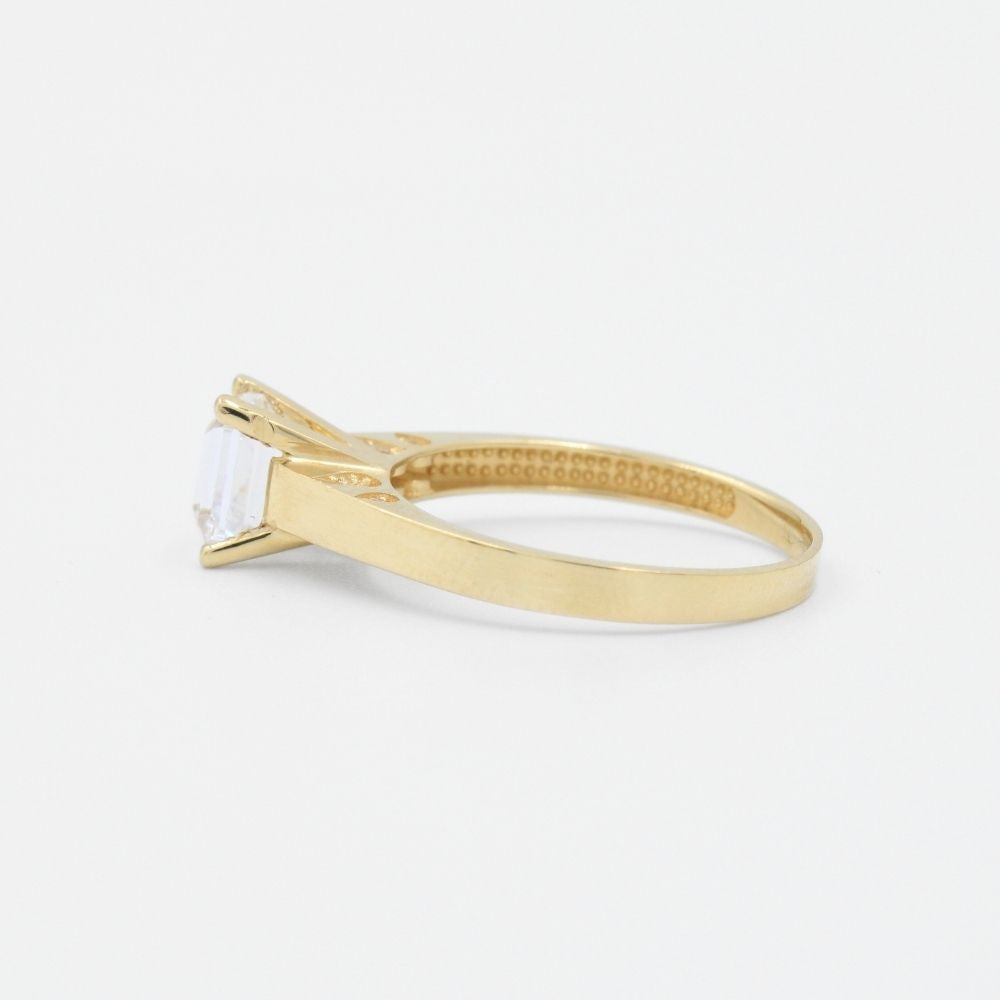 Anillo de Compromiso en Oro 14k con Zirconia Rectangular mod. 8970