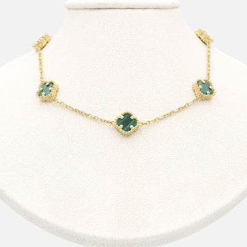 Gargantilla de Oro 14k con Tréboles de Malaquita  mod. 9580
