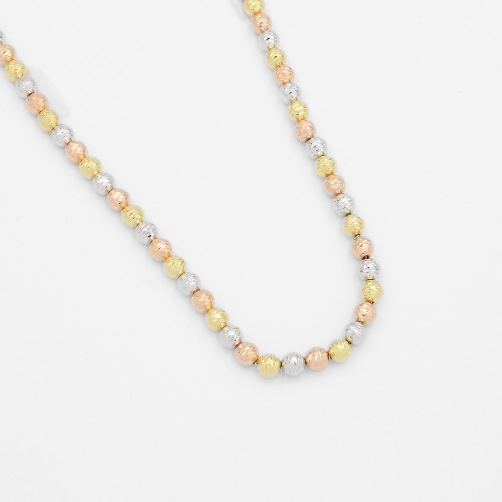 Cadena de Oro 14k Tejido de Esferas Diamantadas de Diseño Hueco mod. 9674