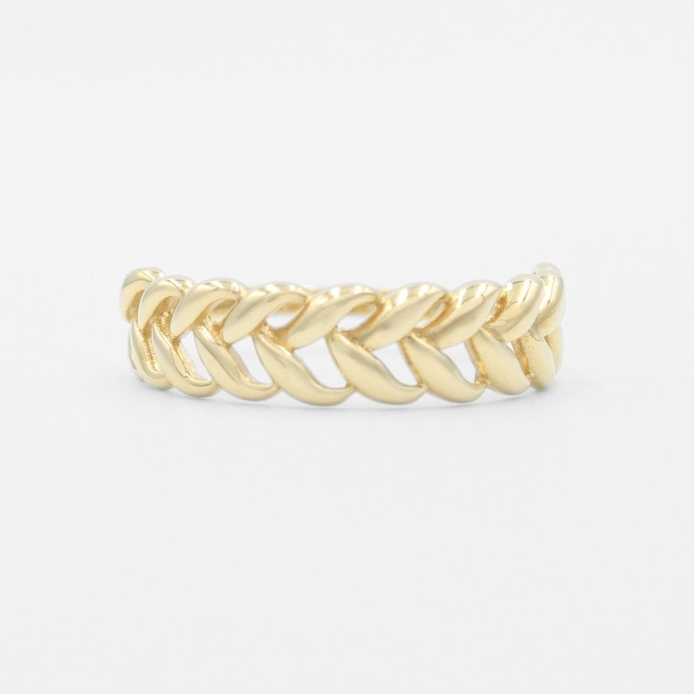 Anillo de Oro 14k Diseño Trenzado y Brillante mod. 9601