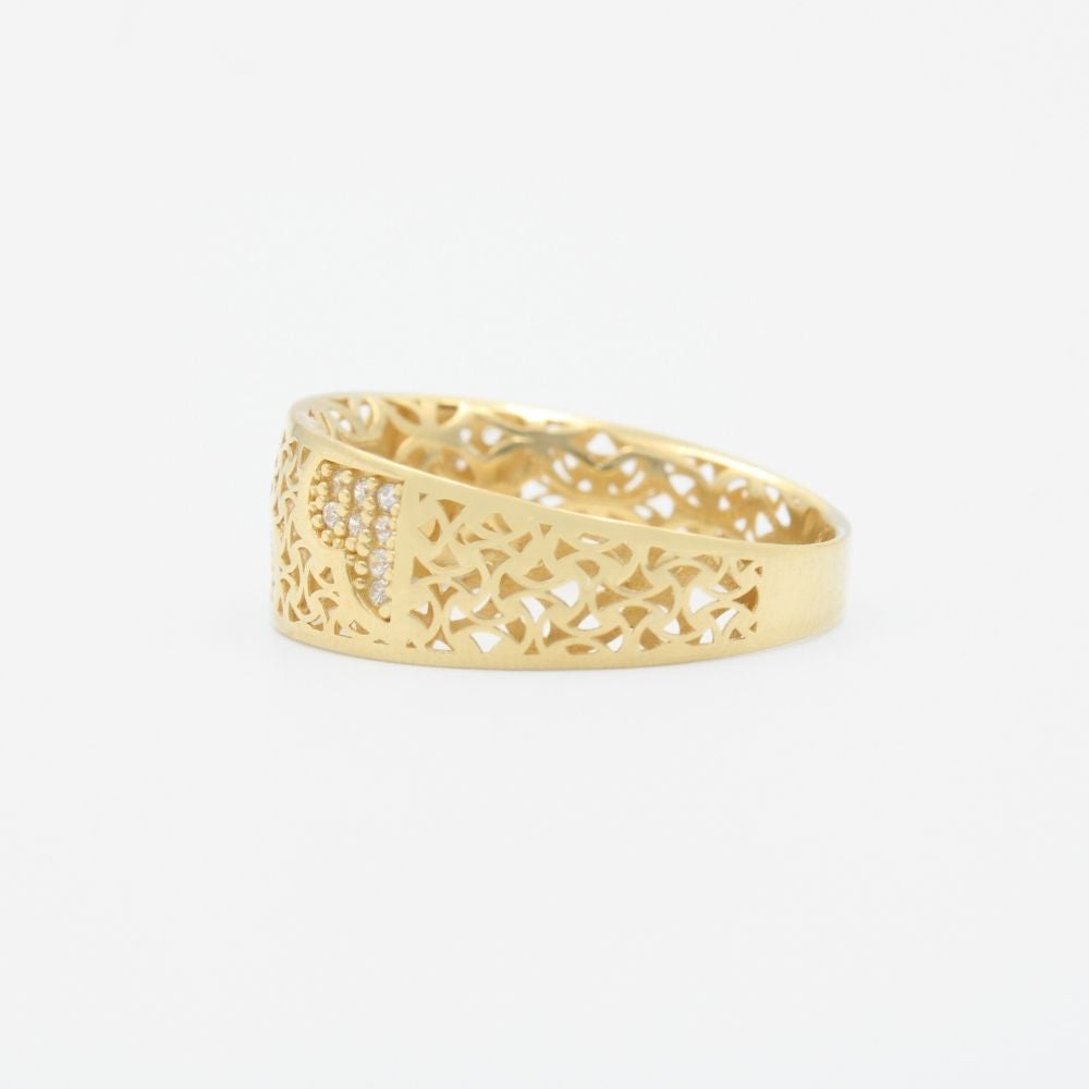 Anillo de Oro 14k Hueco con Diseño de Nube Incrustado de Zirconias mod. 9090
