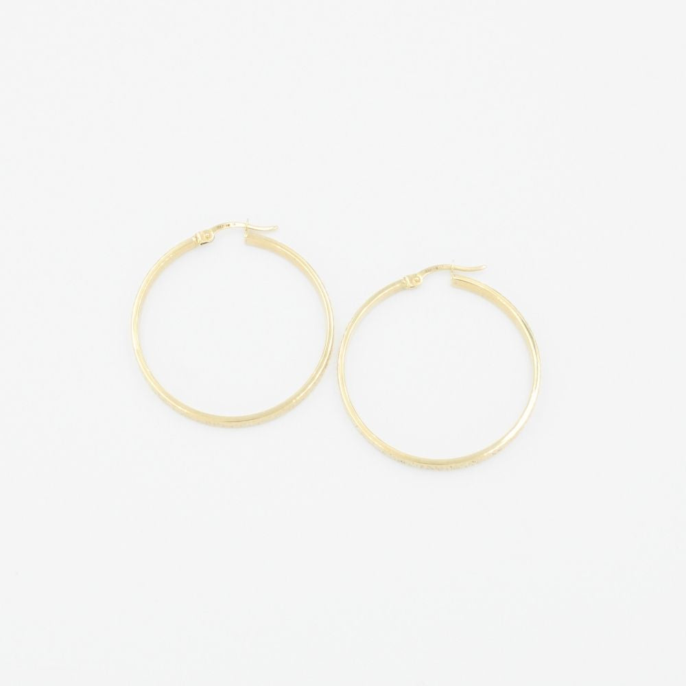Arracada de Oro 14k Hueco con Diseño Plano Diamantado mod. 9264