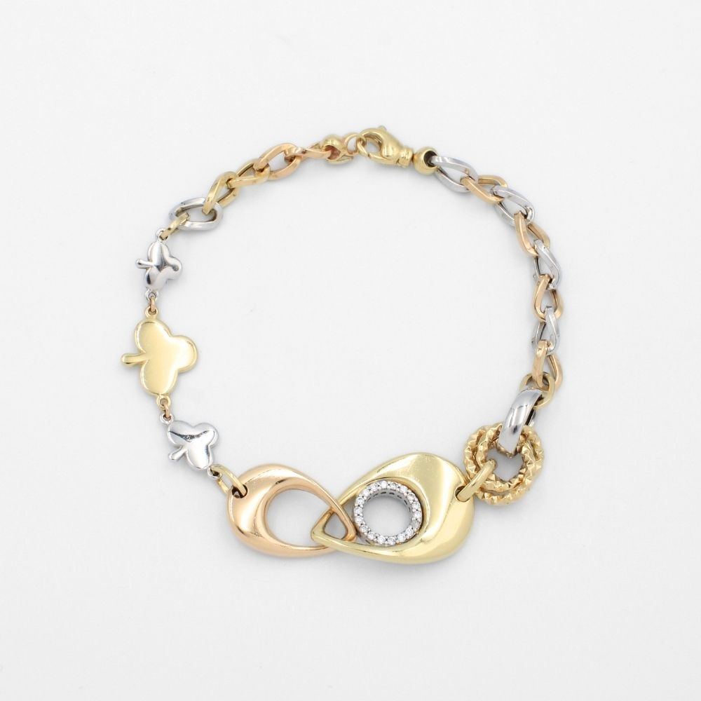 Pulsera de Oro 14k Modelo Especial con Zirconias y Picas Brillantes mod. 9707