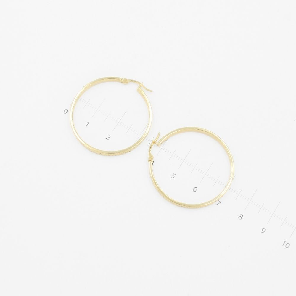 Arracada de Oro 14k Hueco con Diseño Plano Diamantado mod. 9264