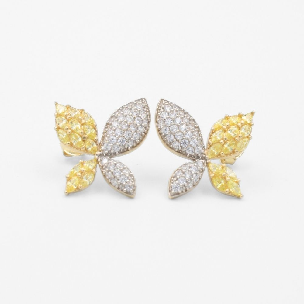 Arete de Oro 14k Mariposas Brillantes con Zirconias Finas mod. 8623