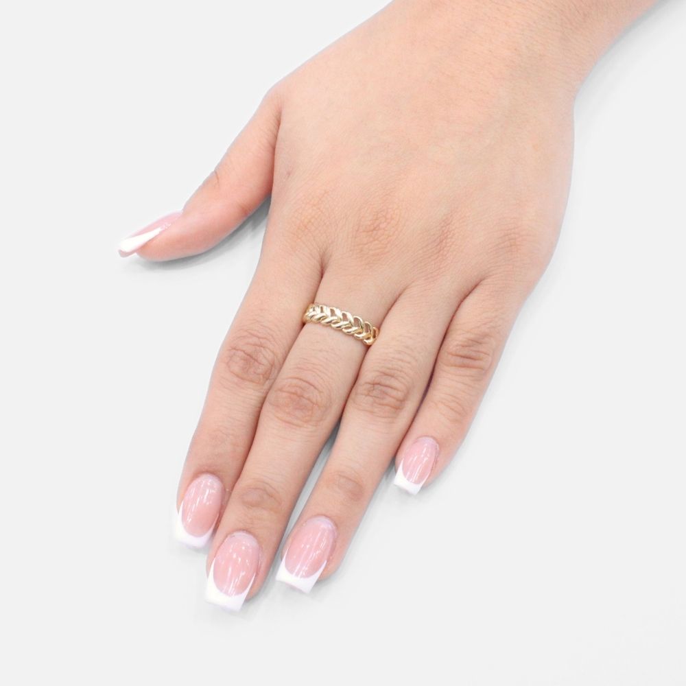 Anillo de Oro 14k Diseño Trenzado y Brillante mod. 9601