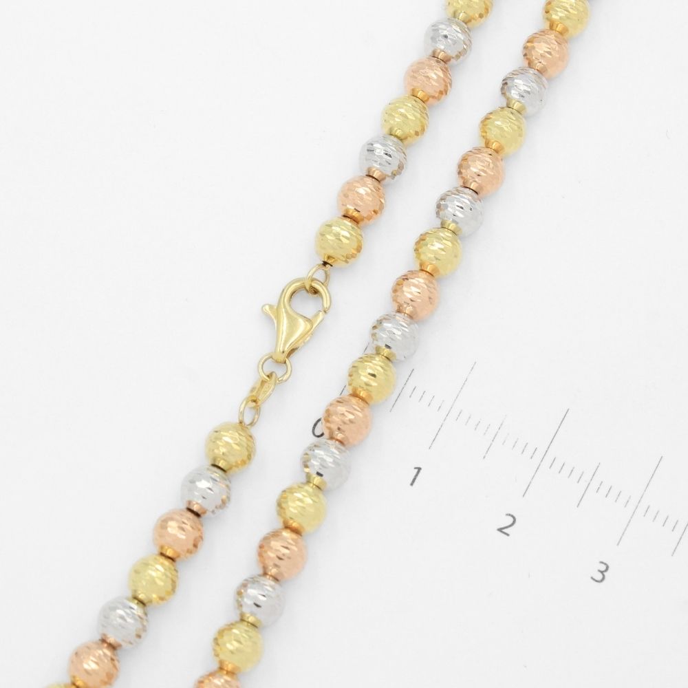 Cadena de Oro 14k Tejido de Esferas Diamantadas de Diseño Hueco mod. 9674