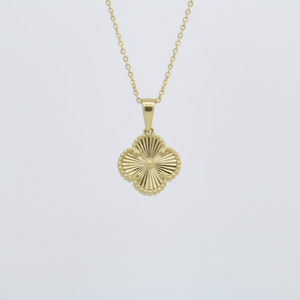 Dije de Oro 14k Diseño Hueco de Trébol Diamantado mod. 10081