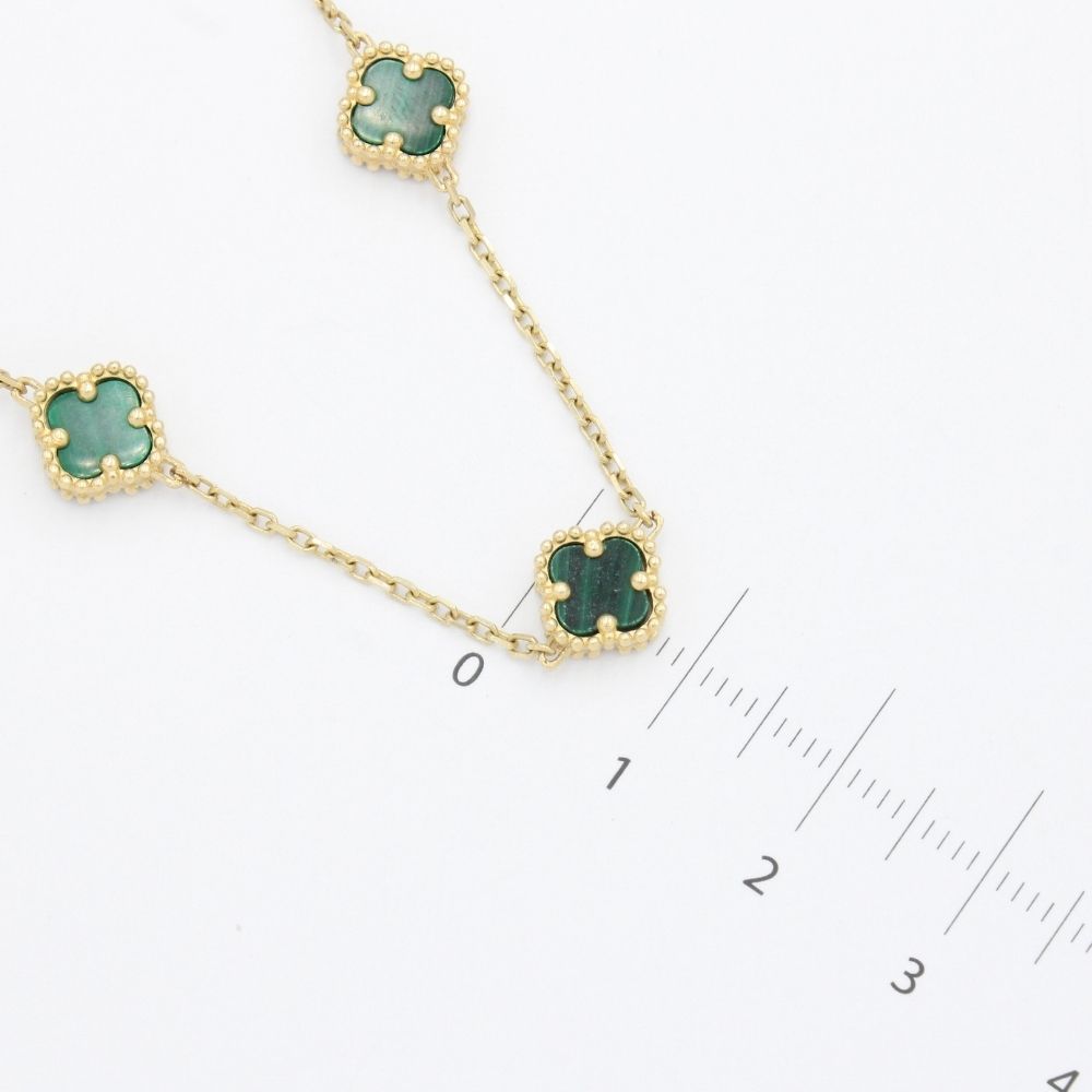 Gargantilla de Oro 14k con Tréboles de Malaquita  mod. 9580