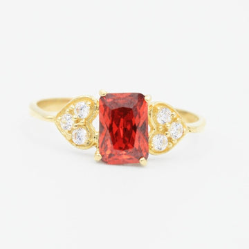 Anillo de Oro 14k con Zirconia Cuadrada en Color Rojo mod. 9212