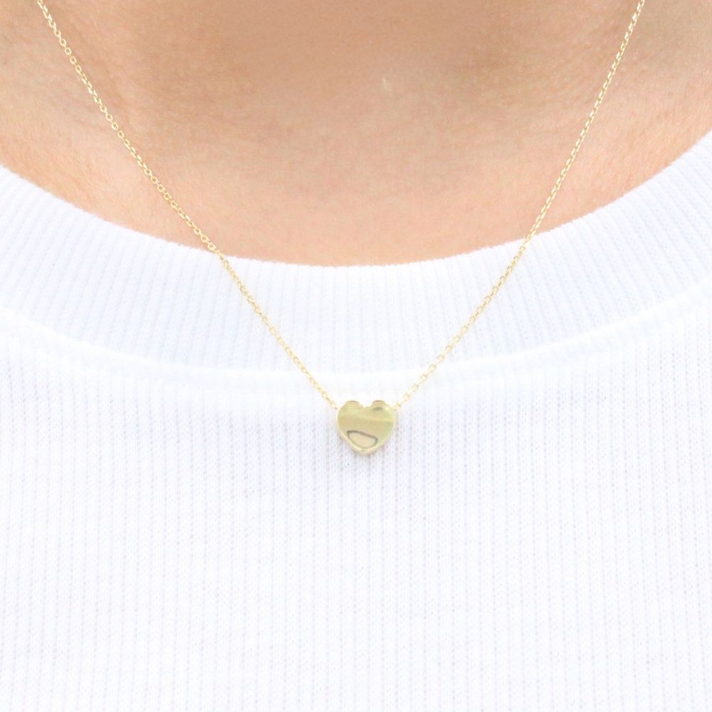 Gargantilla de Oro 14k con Dije Especial en Forma de Corazón Estilo Liso y Hueco mod. 9333