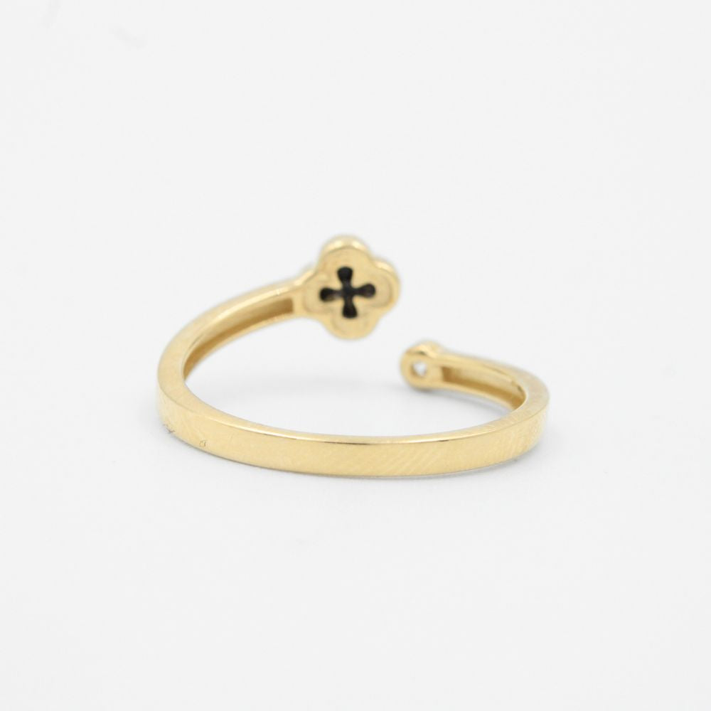 Anillo de Oro 14k Estilo Abierto con Trébol y Zirconia mod. 8854