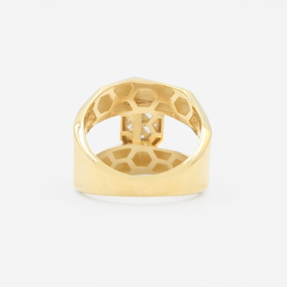 Anillo de Oro 14k Estilo Chunky con Centro de Zirconias Baguette mod. 9070