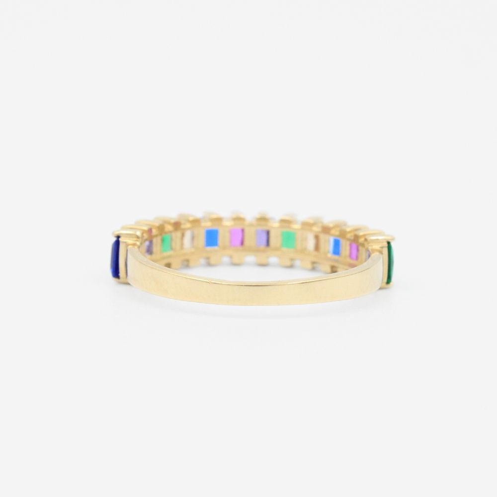 Anillo de Oro 14k Estilo Churumbela con Zirconias de Colores mod. 9248