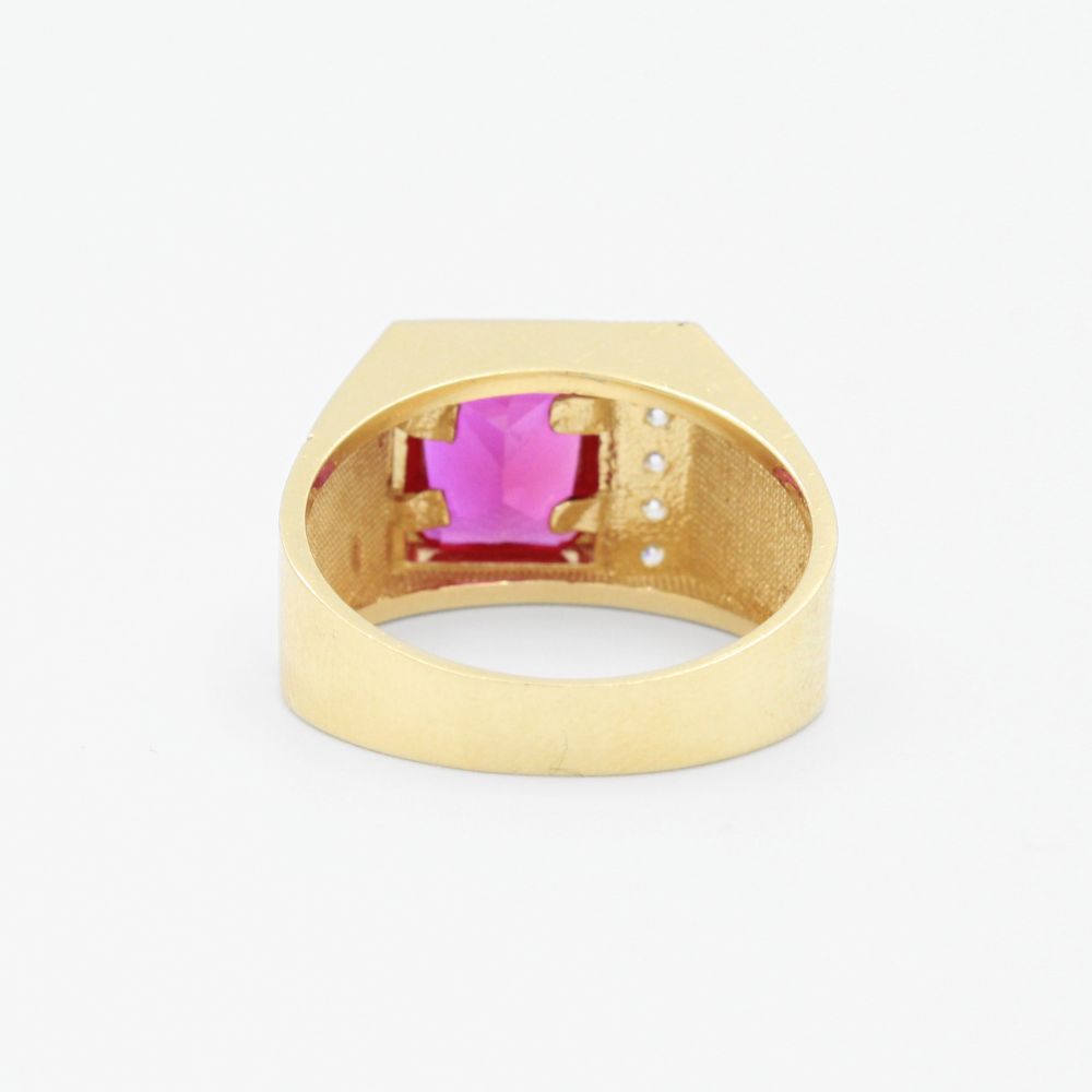 Anillo de Oro 14k con Zirconia Color Rojo Rubí de Diseño Fino mod. 1963