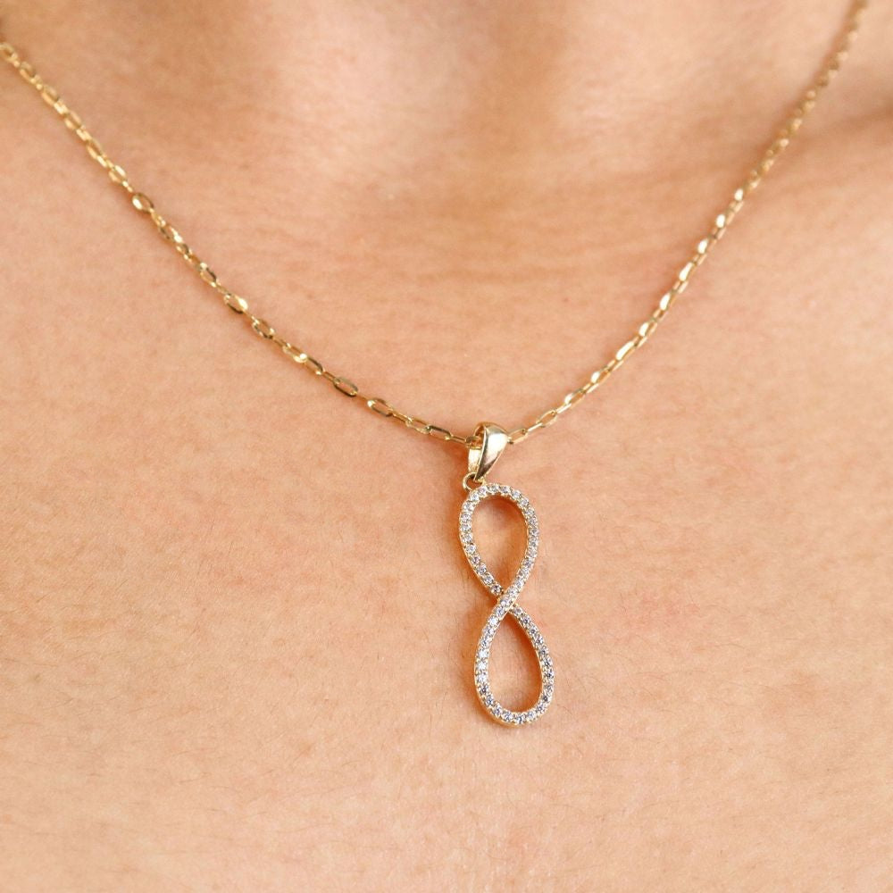 Dije de Oro 14k Infinito Vertical con Zirconias mod. 7125