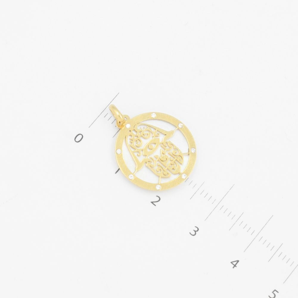 Dije de Oro 14k Mano de Fátima en Incrustación de Madre Perla mod. 9243