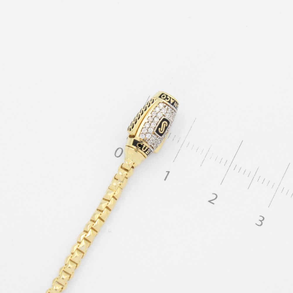 Pulsera Mónaco Chain 14k Modelo Cube con Incrustación de Swarovski mod. 9505