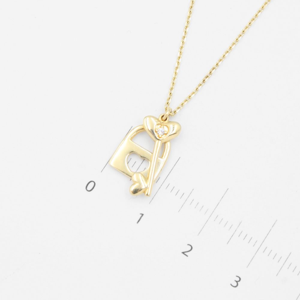 Gargantilla de Oro 14k Candado con Llave de Corazón mod. 8938
