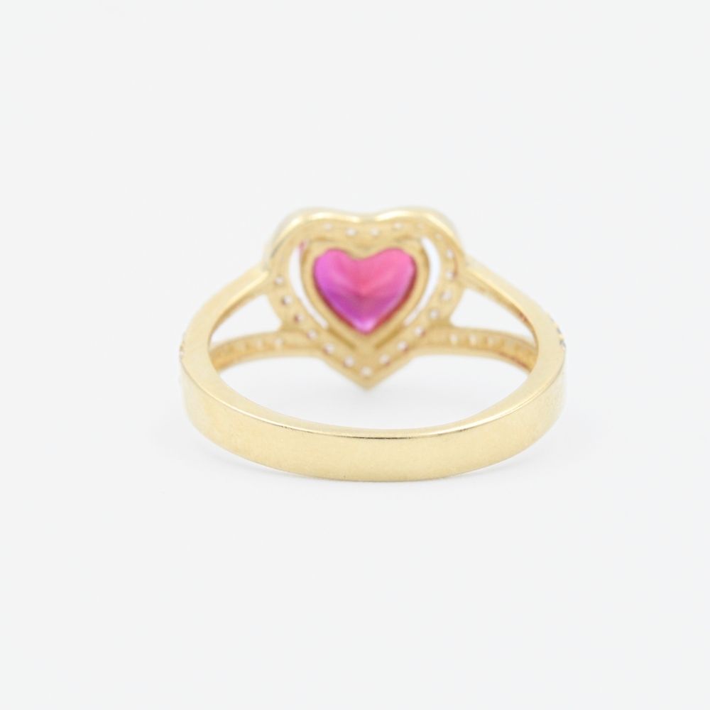 Anillo de Oro 14k Diseño de Corazón Incrustado de Zirconia mod. 9271