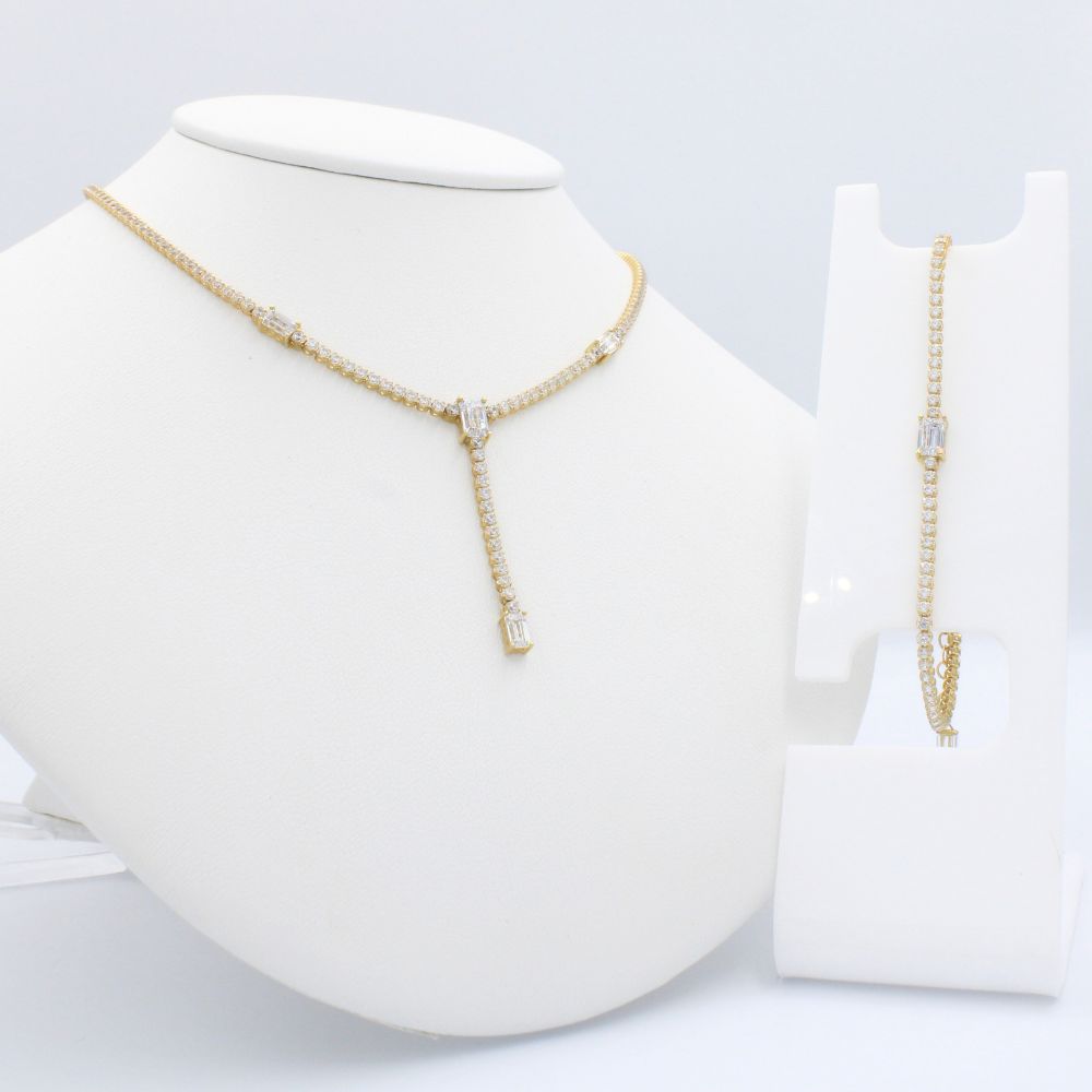 Coordinado de Oro 14k en Tiras Finas Incrustadas de Zirconias Brillantes mod. 9930