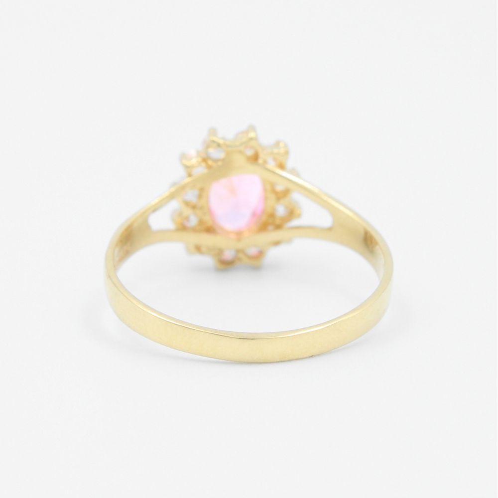 Anillo de Oro 14k con Zirconia Rosa Brillante mod. 9181