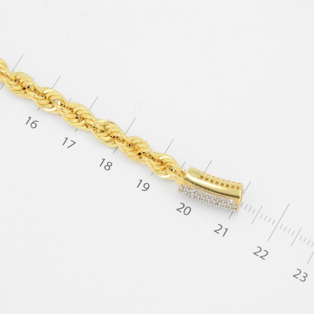 Pulsera de Oro 14k Tejido Espiga Hueca Detallada con Broche Incrustado con Zirconias mod. 8860