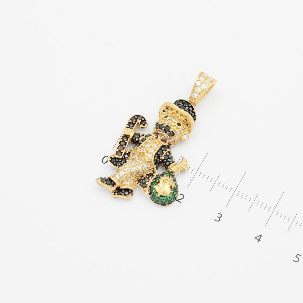 Dije de Oro 14k Tío Rico Bolsas de Centavo Incrustado con Zirconias mod. 9430