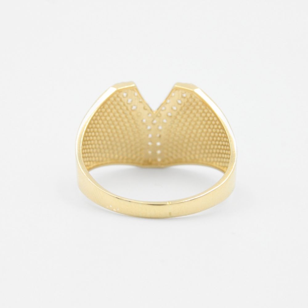 Anillo de Oro 14k con Letra Y Incrustada con Zirconias mod. 8804