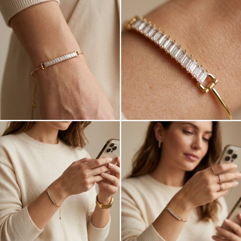 Aro de Oro 14k Ajustable de Zirconias Rectangulares mod. 11227