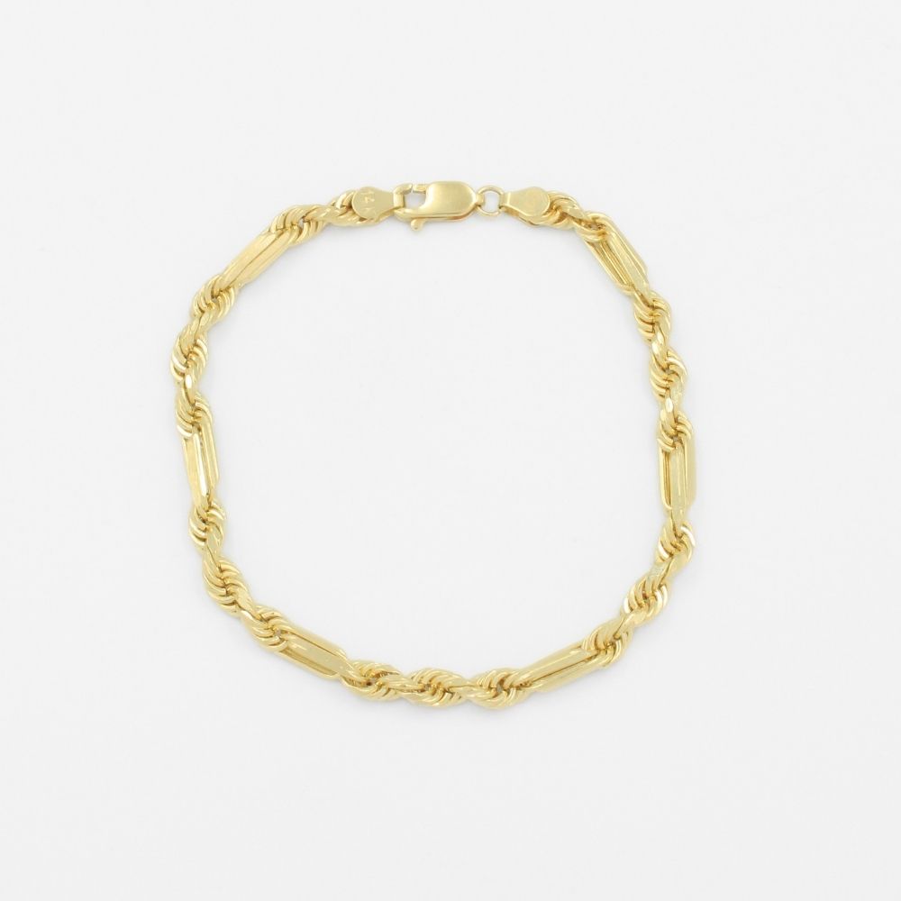Pulsera Eslabón de Oro 14k Tejido Fígaro Especial Hueco mod. 8824